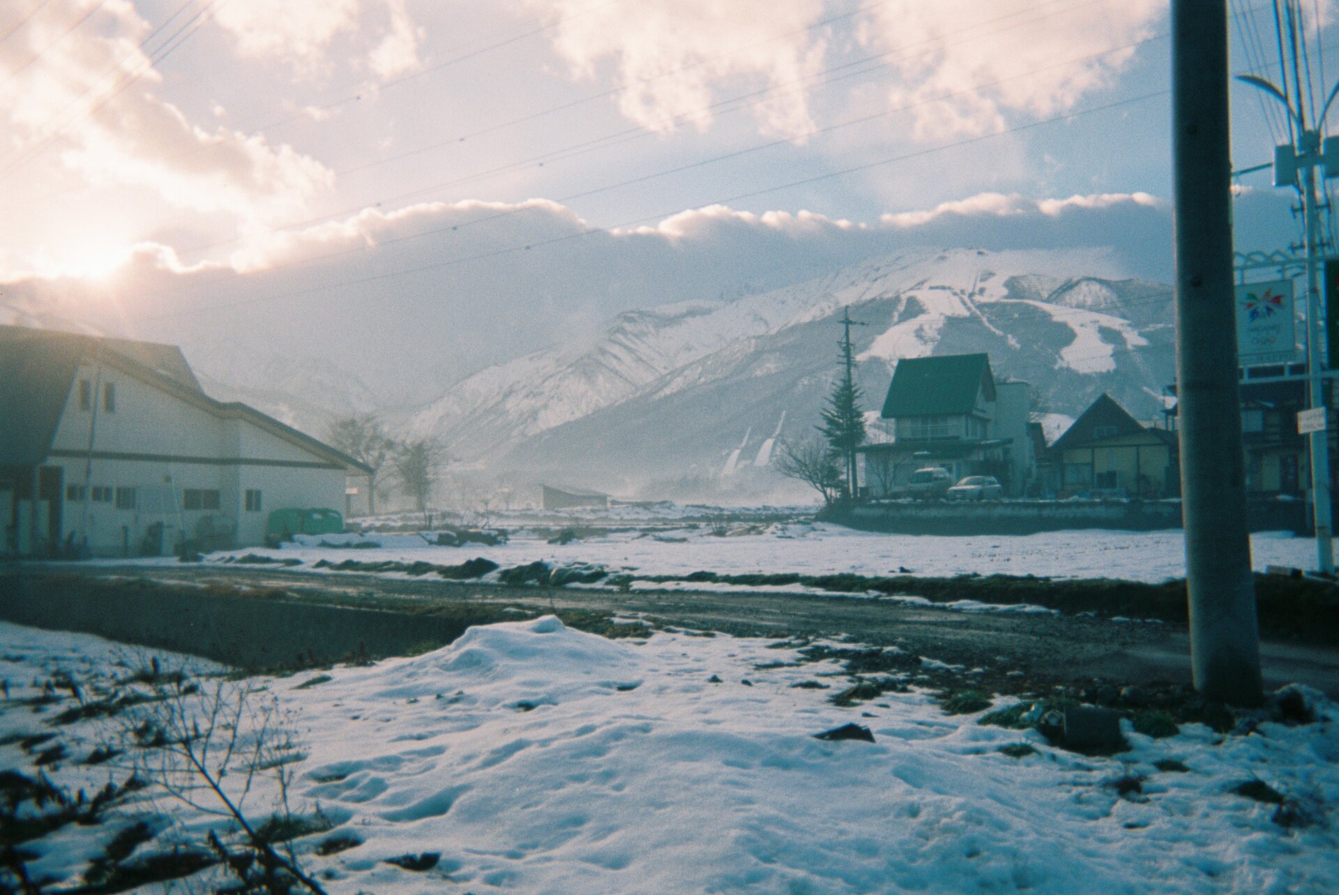 Winter snow covering mountainous landforms