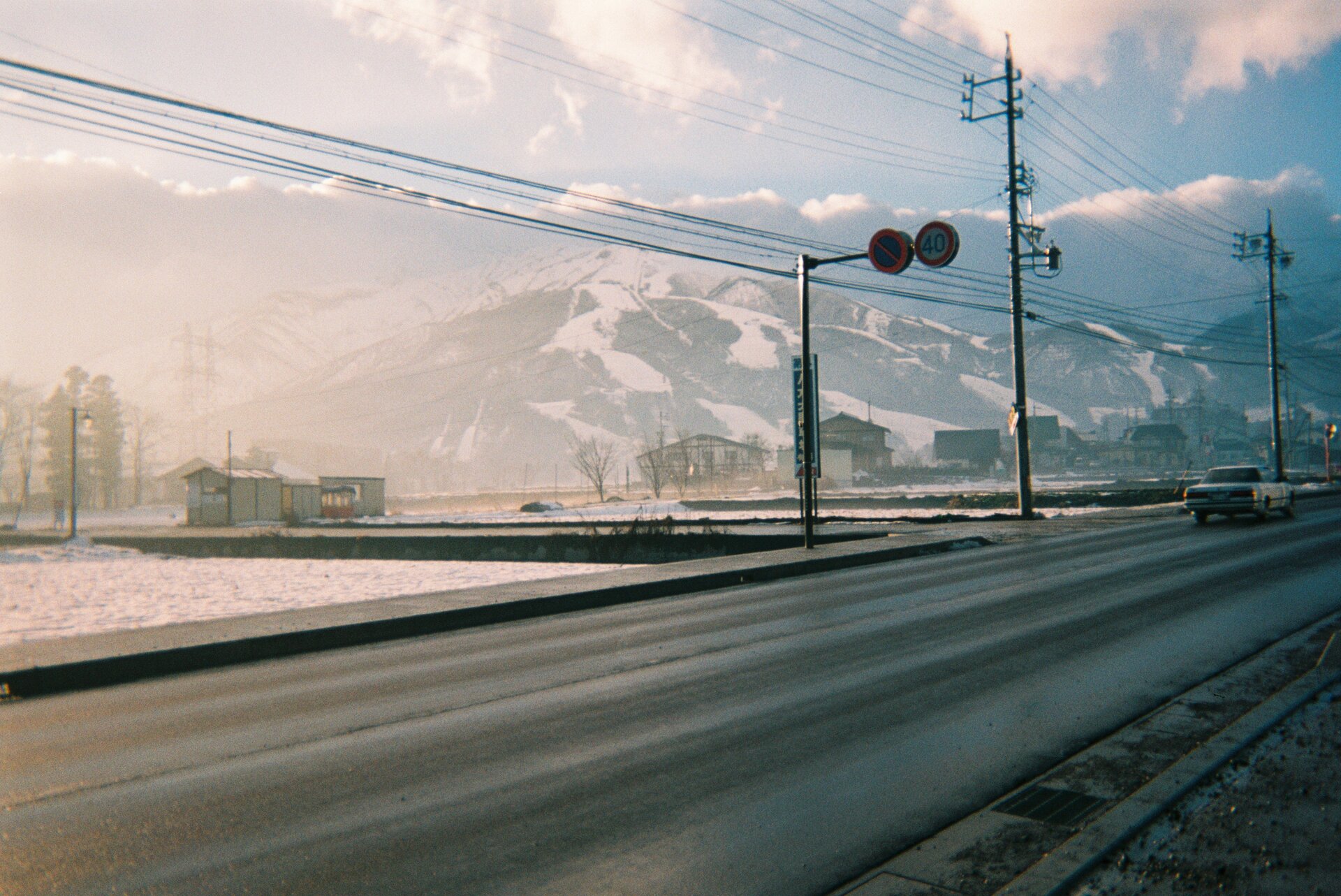 Sky meeting road with surface textures